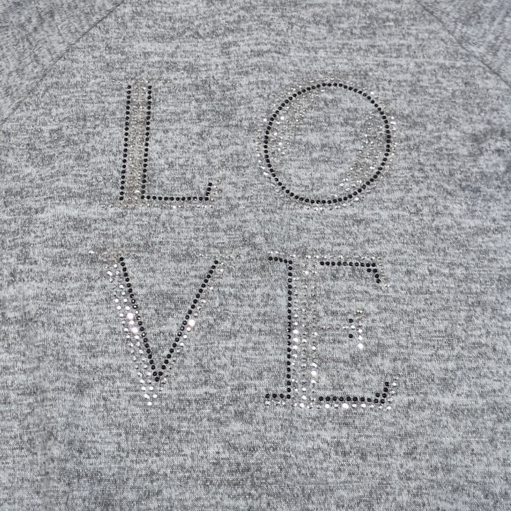 SJS Womens Gray Love Rhinestone Hoodie Plus Size 1X - Picture 6 of 7
